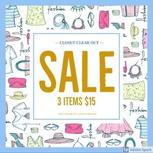 All items $10 and under - 3 for $15